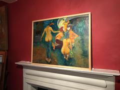 Surrealist Carnival Figures in Erotic Scene - Large Oil Painting