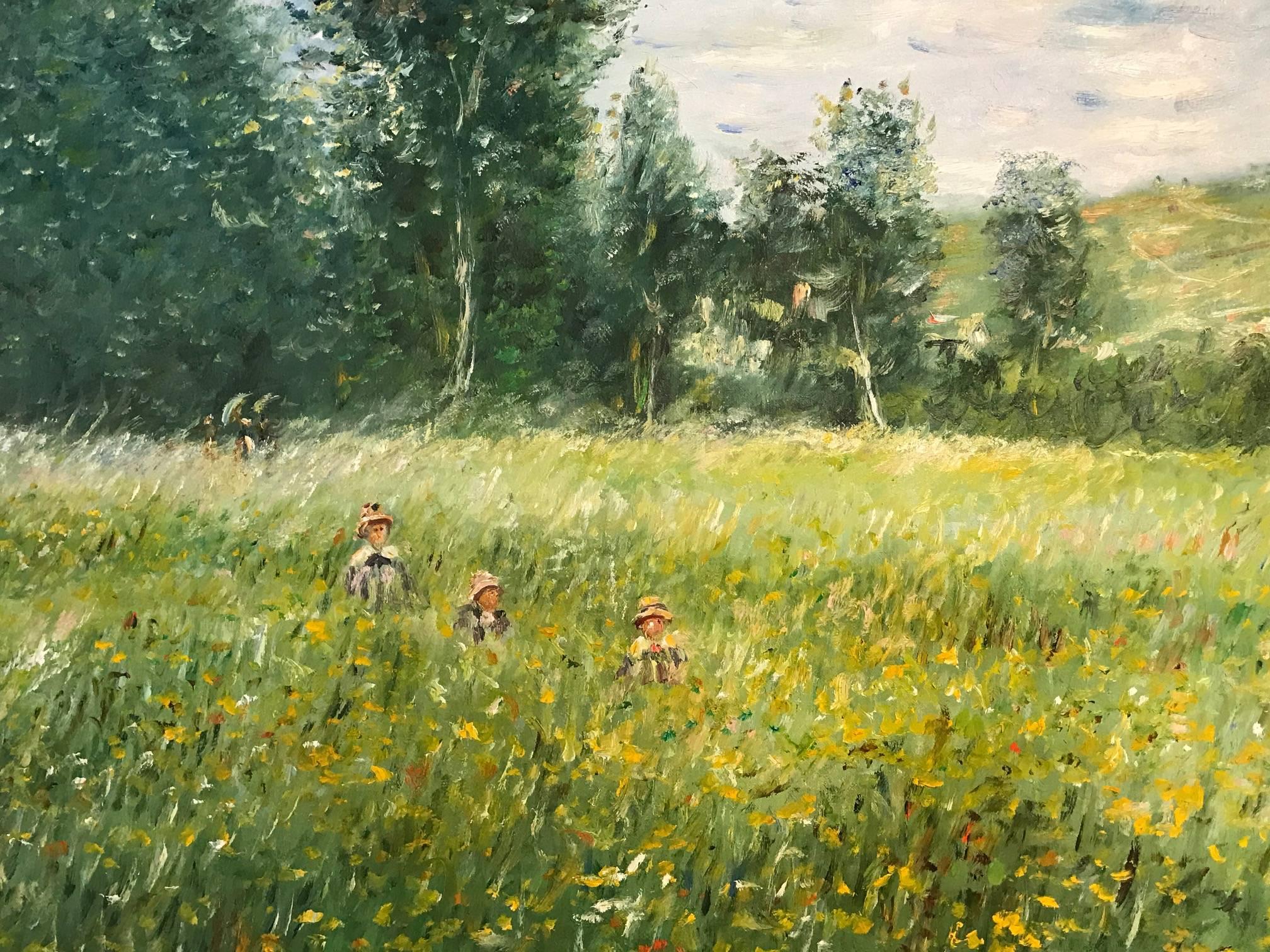 French Impressionist Oil Painting - Figures in Wild Flower Meadows 2
