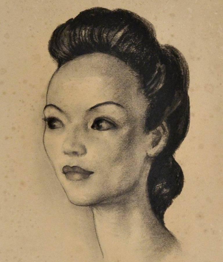 Signed Original Drawing - Portrait of Lady 1939 - Painting by Marcel Dyf
