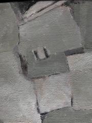Small French Abstract Composition Textural Oil Painting Yvette Dubois Habasque