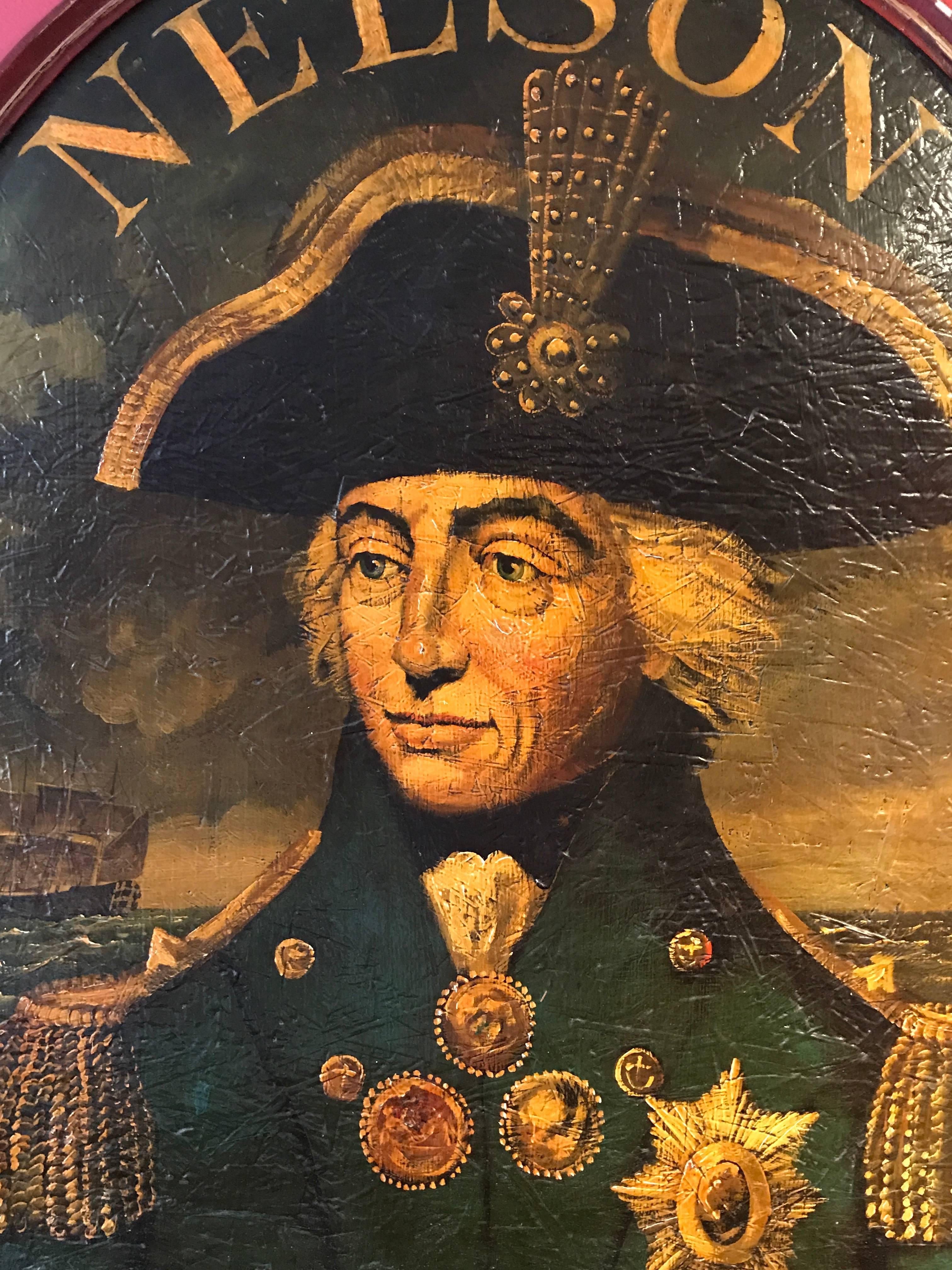 Admiral Lord Nelson Huge Old Pub Sign Portrait - Painting by Unknown