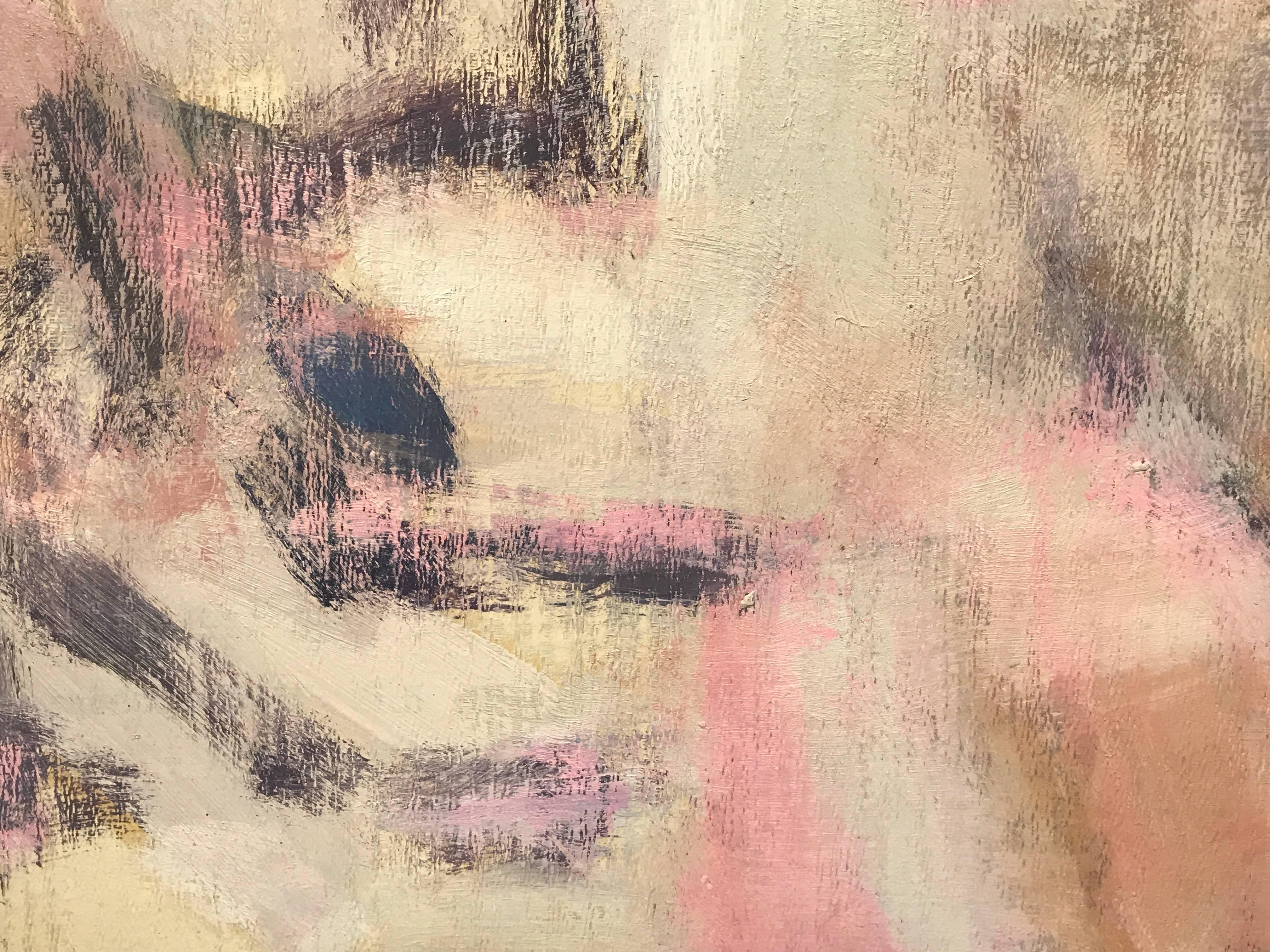 Französisches Ölgemälde des abstrakten Expressionismus, Ölgemälde des Künstlers Studio Paris – Painting von Yvette Dubois Habasque