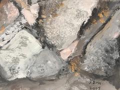 Superb French Original Abstract Painting Rocks from Roscoff 2005
