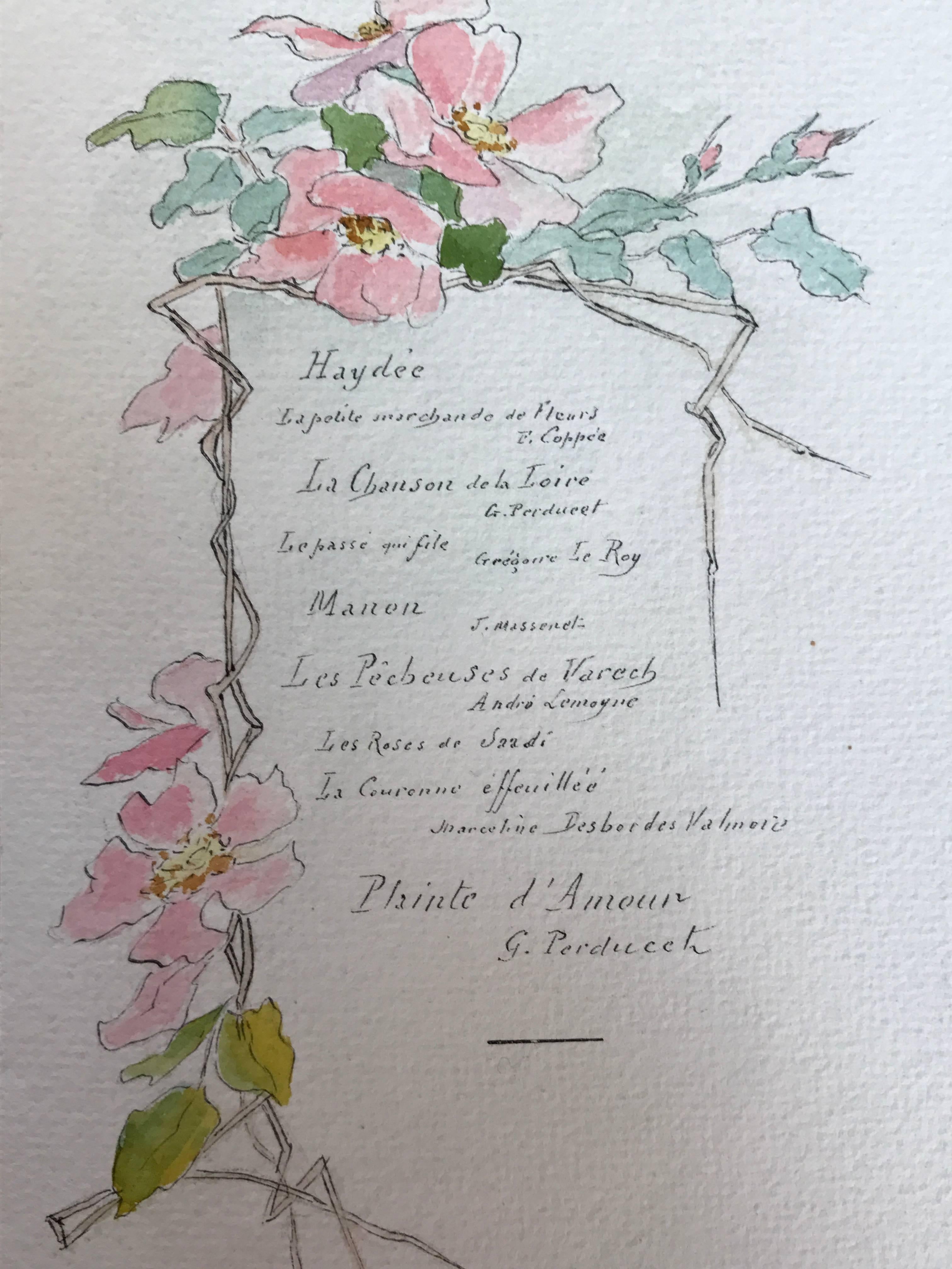 Set of 8 Original French Paintings Illustrations & Flower Card Designs 3