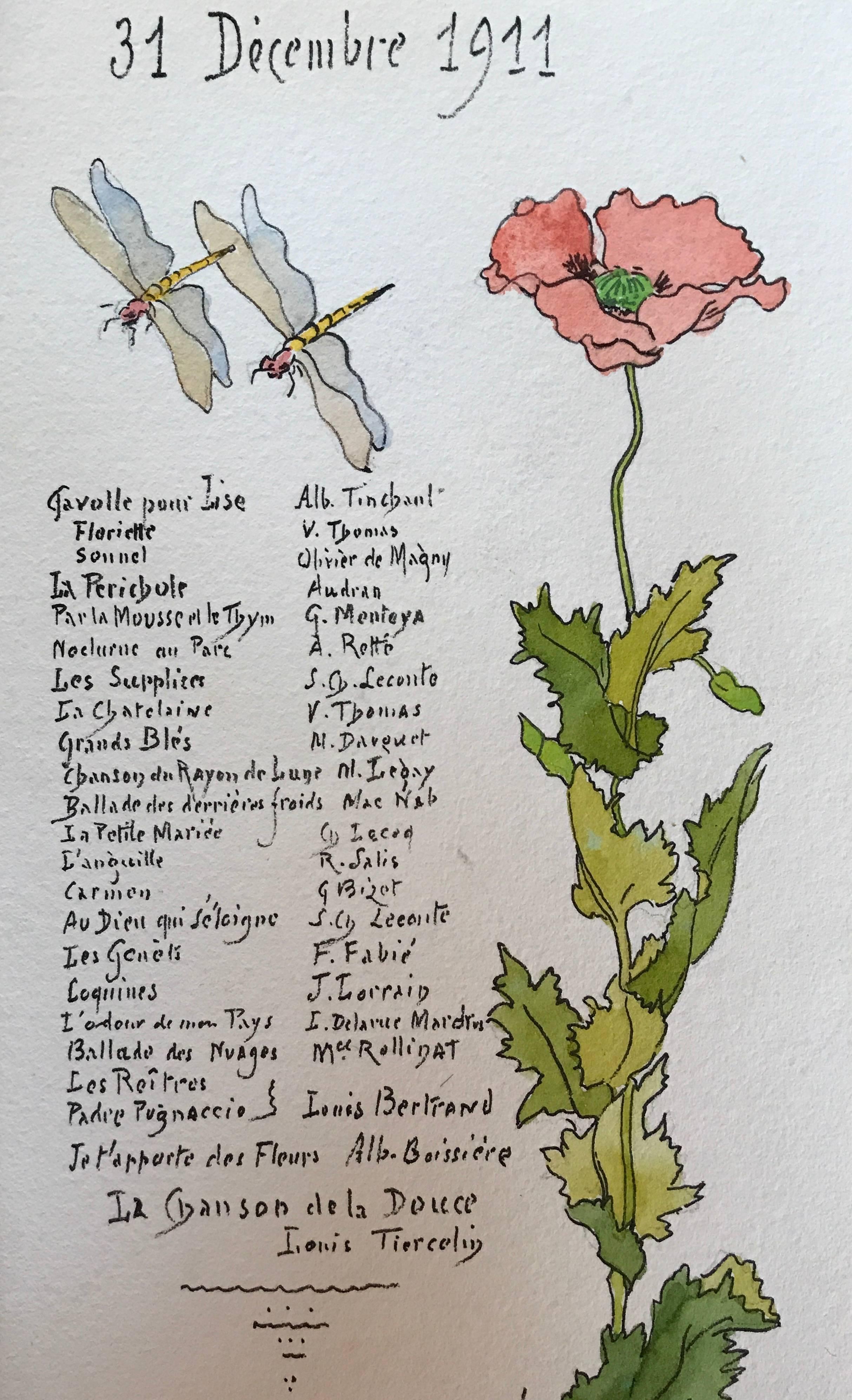 Rare Set of Nine Original French Watercolour Designs & Illustrations 1