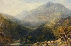 Moel Siabod, Galles del Nord: paesaggio con figure e animali su un sentiero di montagna