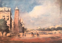 Paris Riverside Saint-Jacques French Impressionist Watercolour Landscape