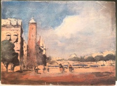 Paris Riverside Saint-Jacques French Impressionist Watercolour Landscape