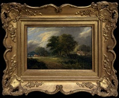 19th Century English Country Cottage Landscape in an Ornate Gilt Frame