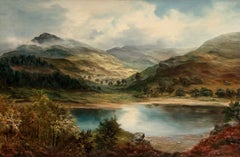 Large Scottish Highland Loch Landscape Signed Oil Painting