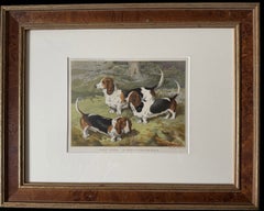 Basset Hounds – Chromolithografie aus dem 19. Jahrhundert aus „Cassell’s Illustrated Book“