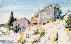 Towards Bonnieux Provençal Hillside Houses and Terracotta Roofs Landscape