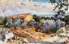 Casale provenzale tra gli ulivi – Acquerello francese