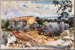 Casale provenzale tra gli ulivi – Acquerello francese