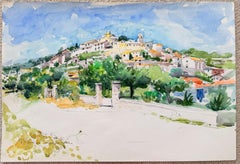 Bonnieux, un paesino in cima alla collina in Provenza, nel Luberon – Acquerello francese