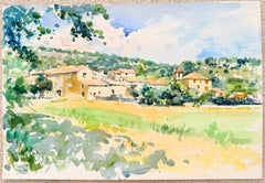 La Roque d’Anthéron Provençal Village Landscape Watercolour Painting