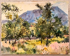 Oberhaslach Sunlit Mountain Landscape with Trees and White Cross Landscape