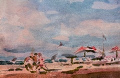 Figures and Parasols on a French Beach Beneath a Summer Sky