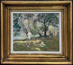 Fine 20thC English Impressionist Oil Painting Artist Painting Summer Meadows