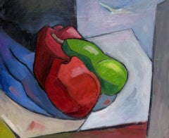 French Modernist Oil Painting Cubist Still Life of Apples