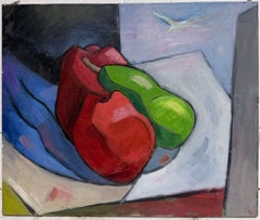 French Modernist Oil Painting Cubist Still Life of Apples