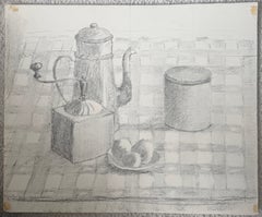 French Modernist Still Life with Coffee Pot, Grinder, Eggs and Kitchenware