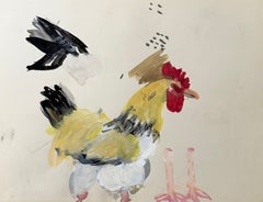 Cockerel French Modernist Farmyard Animal Study Gouache Painting