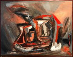 Superba pittura ad olio astratta originale dell'espressionismo britannico