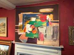 Massive 1990s Greek Signed Oil Painting Abstract Still Life