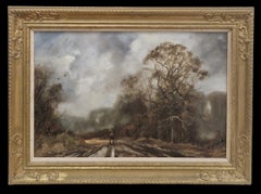 Fine British Sporting Art Oil Painting Huntsman & Pheasants in Woodland Flight
