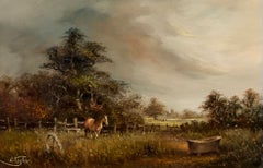 Traditional English Country Landscape with Horse & Old Water Trough Landscape