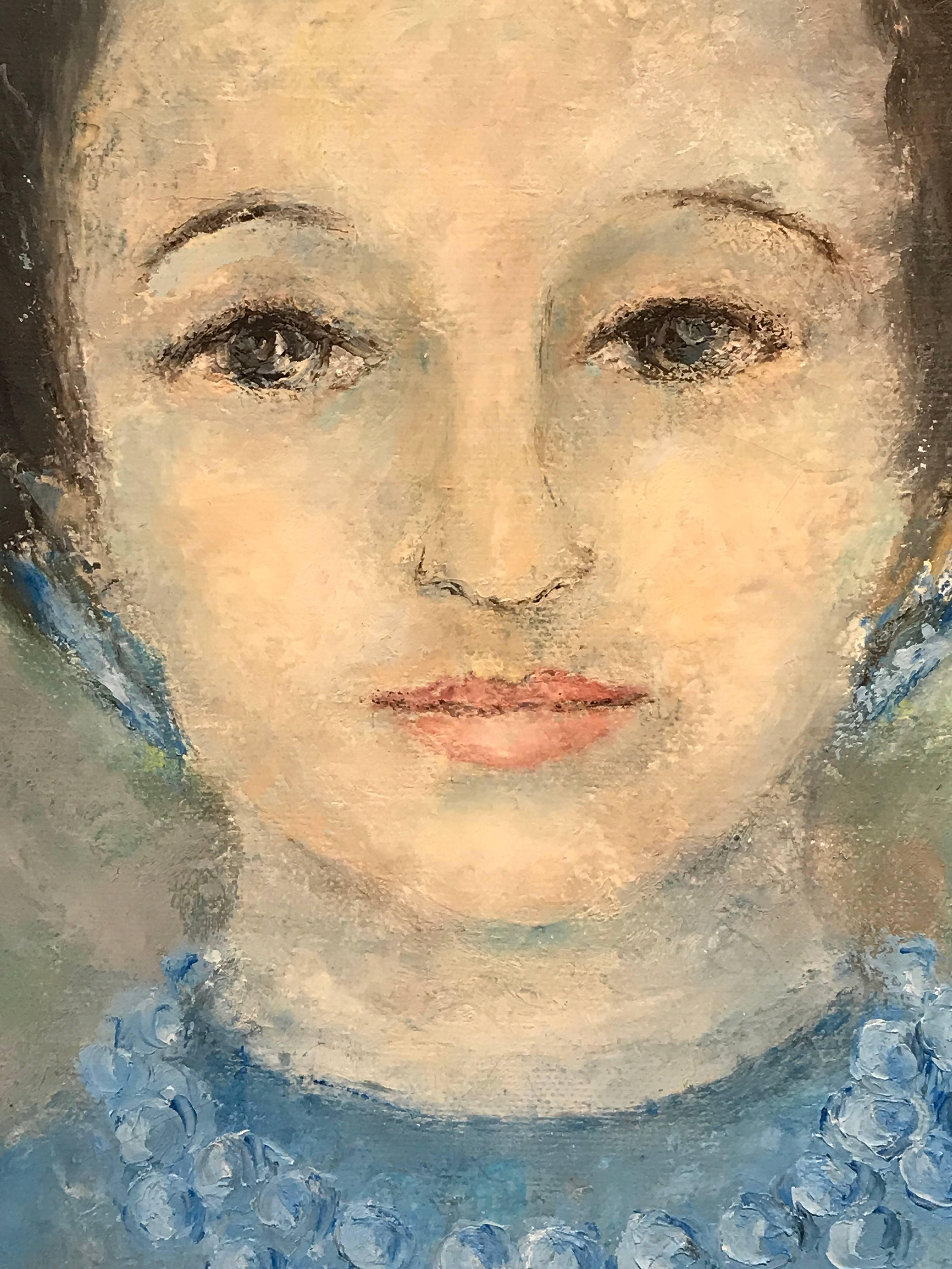 Very fine quality original oil painting on canvas, depicting the legendary figure of The Duchess of Windsor (Wallis Simpson). The painting is signed by its artist "Luisa Modigliani" and also dated verso 1975. 

We believe that this