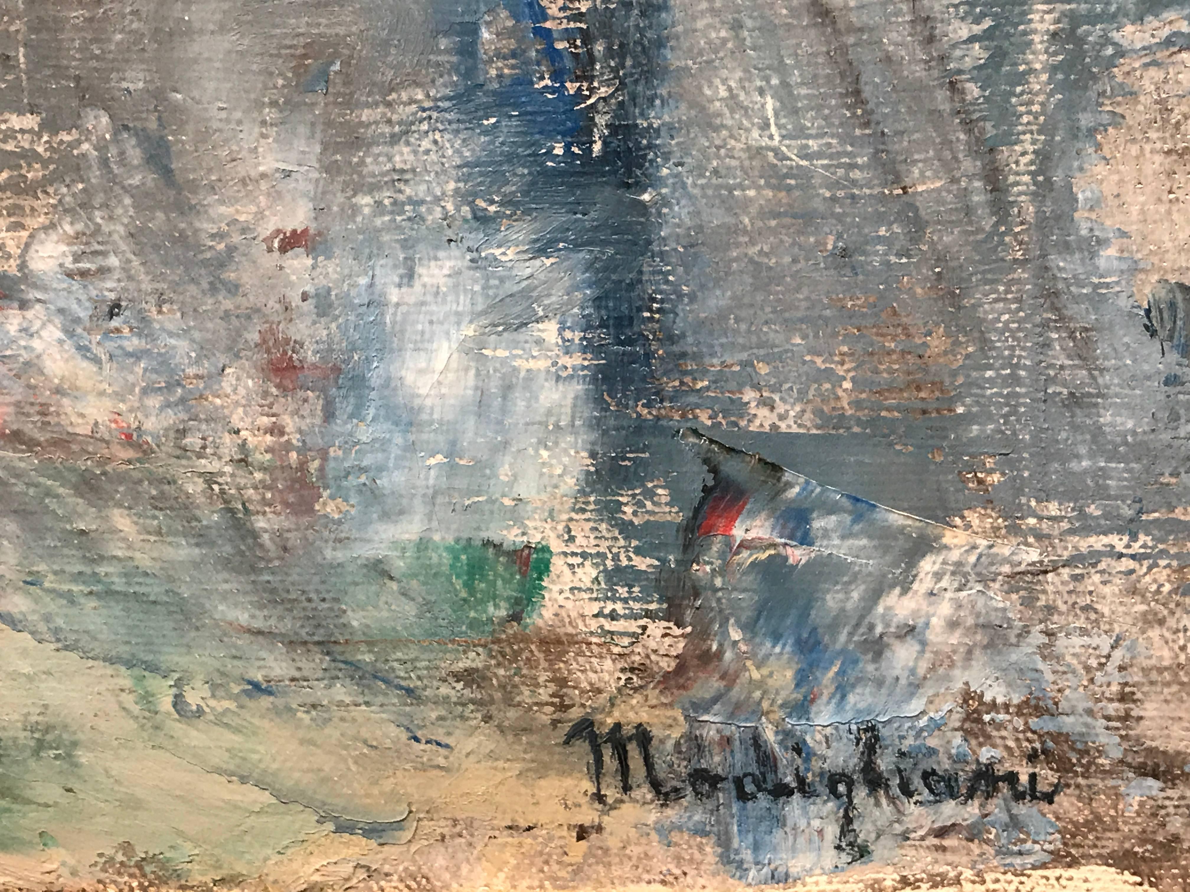 The Duchess of Windsor, Original Oil Painting Portrait of Wallis Simpson - Gray Portrait Painting by Luisa Modigliani