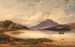 Loch Lomond Grande peinture à l'huile originale victorienne
