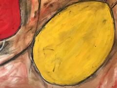 Original 1960's British Abstract Painting Reds and Yellows