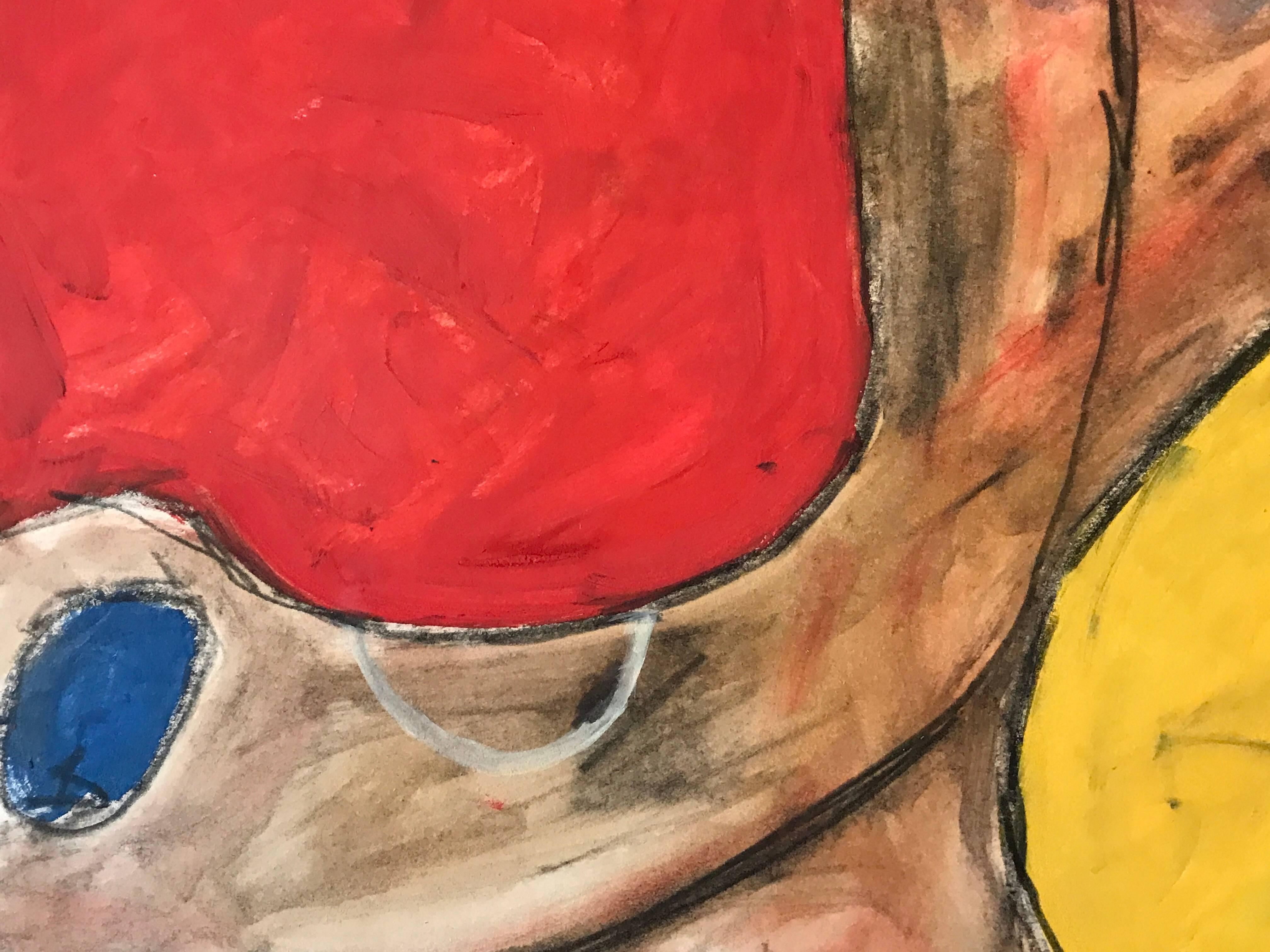 Pittura astratta britannica originale degli anni '60, rossi e gialli - Painting Espressionismo astratto di Unknown