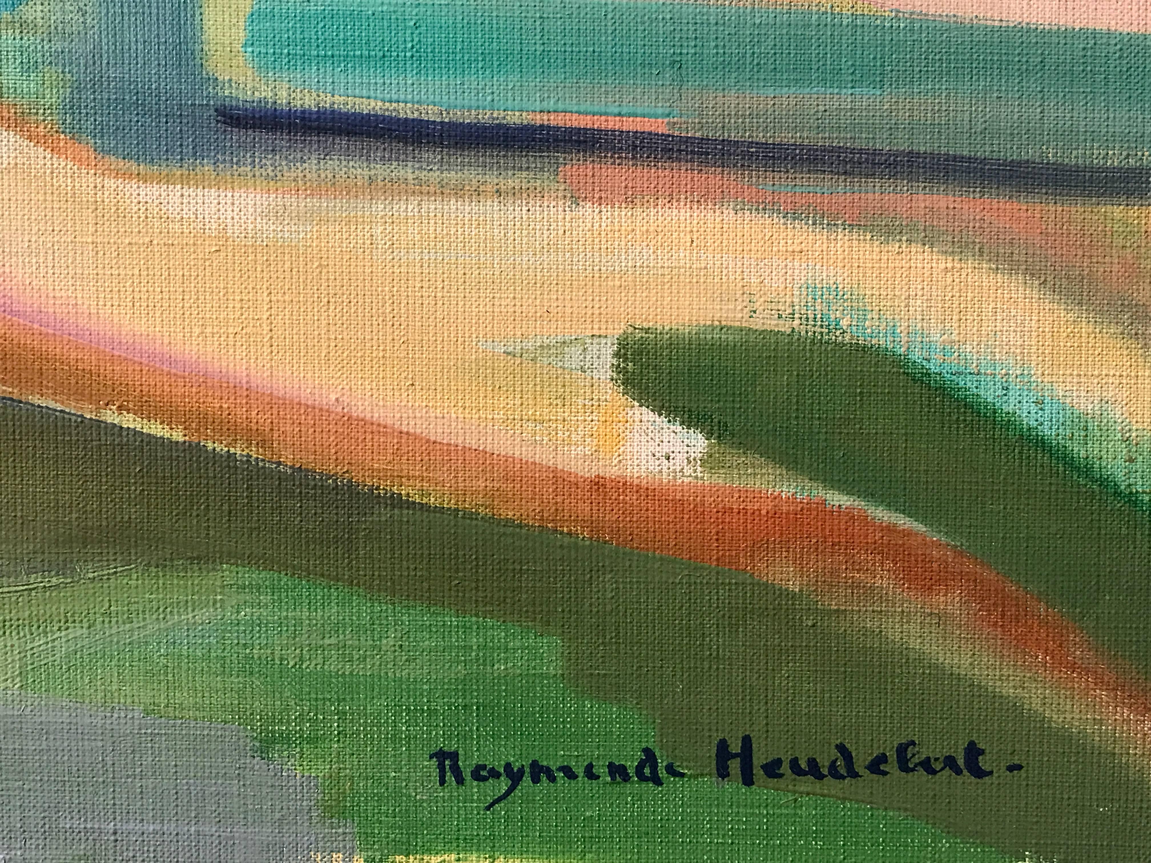 
Absolutely stunning original oil painting by the well listed and much admired French painter, Raymonde Heudebert (1905-1991). The work is signed to the lower corner. 

Painted on this large scale (the canvas is 18 x 25.5 inches) the painting could