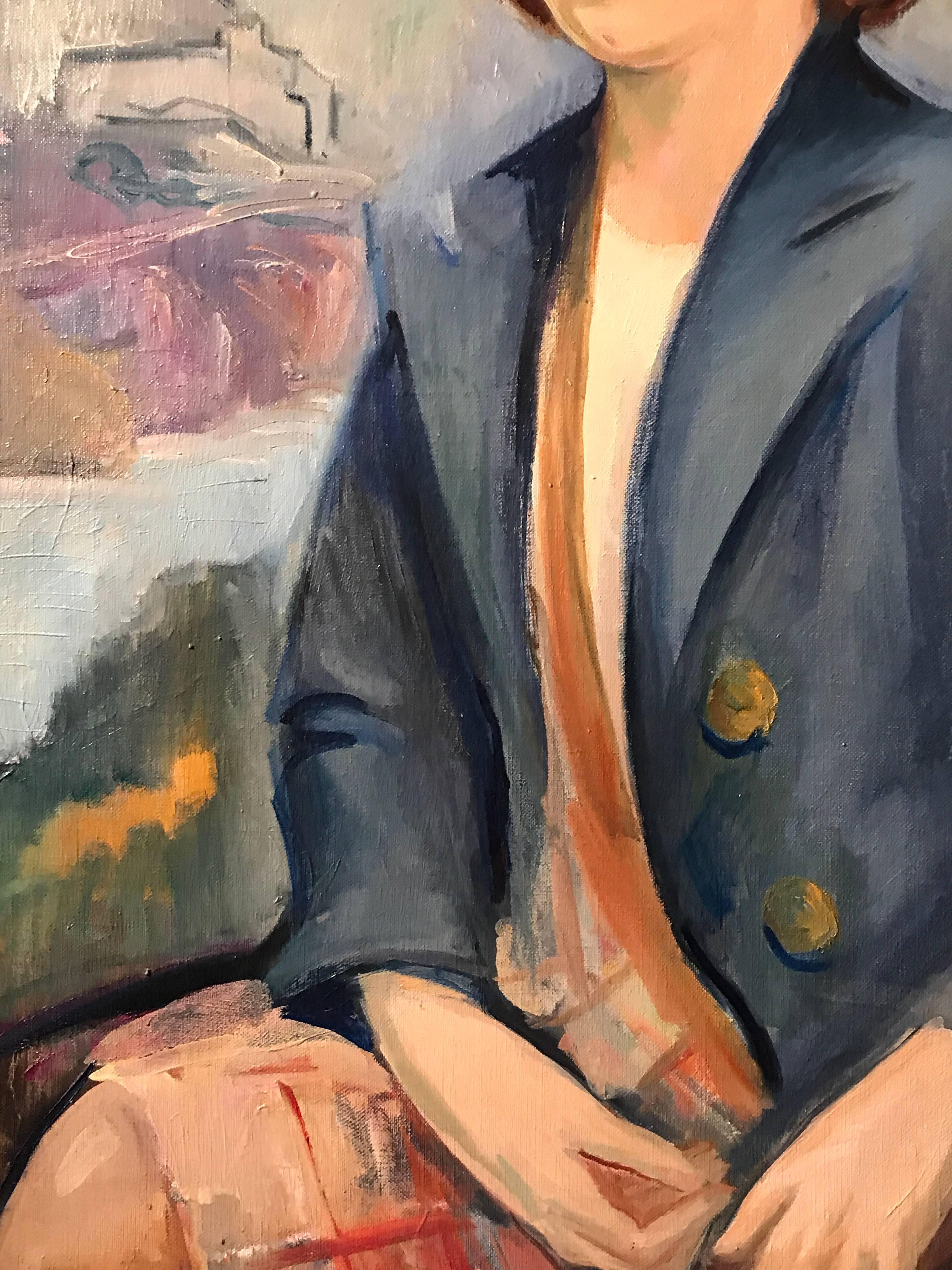Large Post-Impressionist Oil Portrait of Scottish Lady in Highlands 1