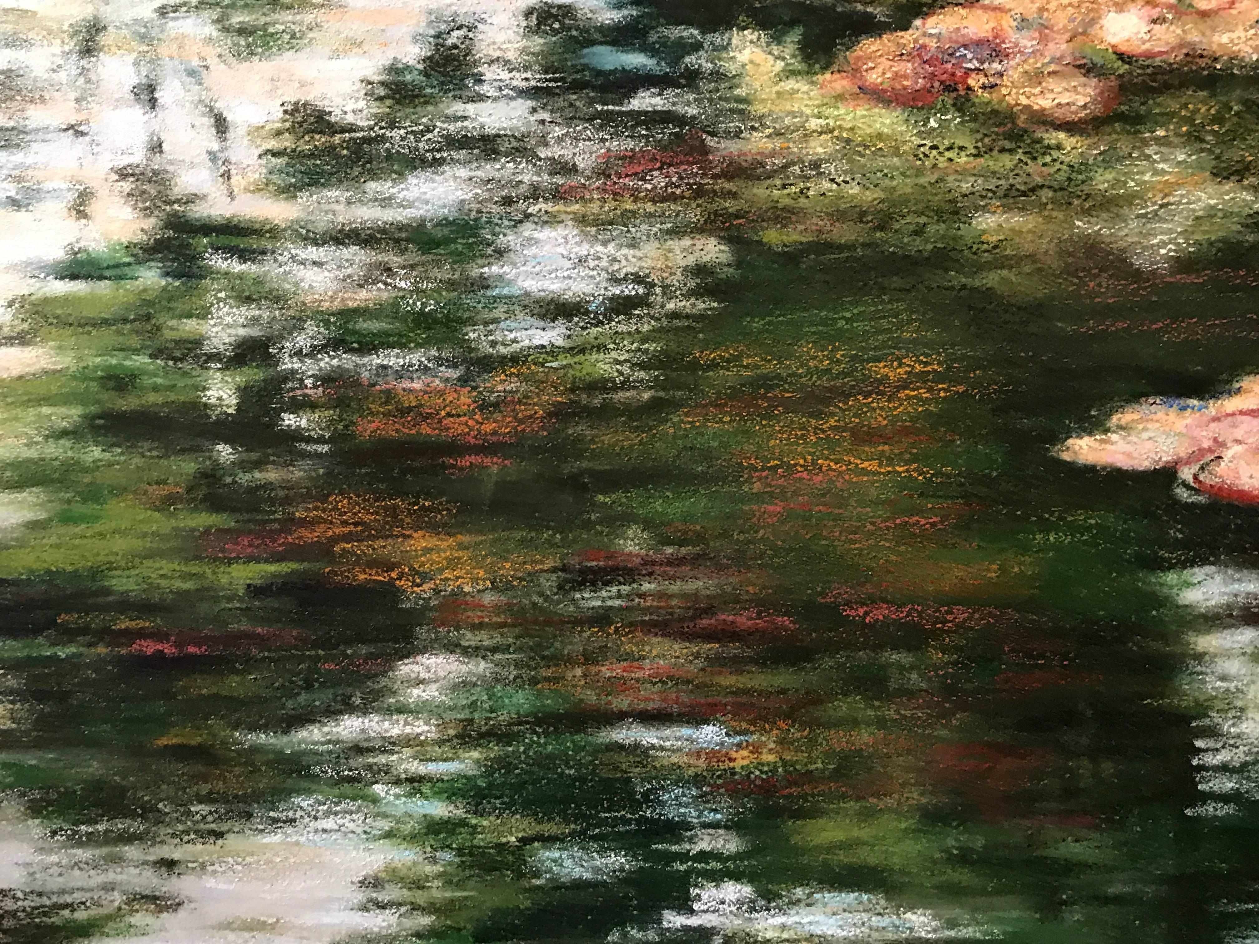 Monet's Waterlily Pond at Giverny 'L'ete a Giverny' - Black Landscape Painting by Maria Bell-Salter