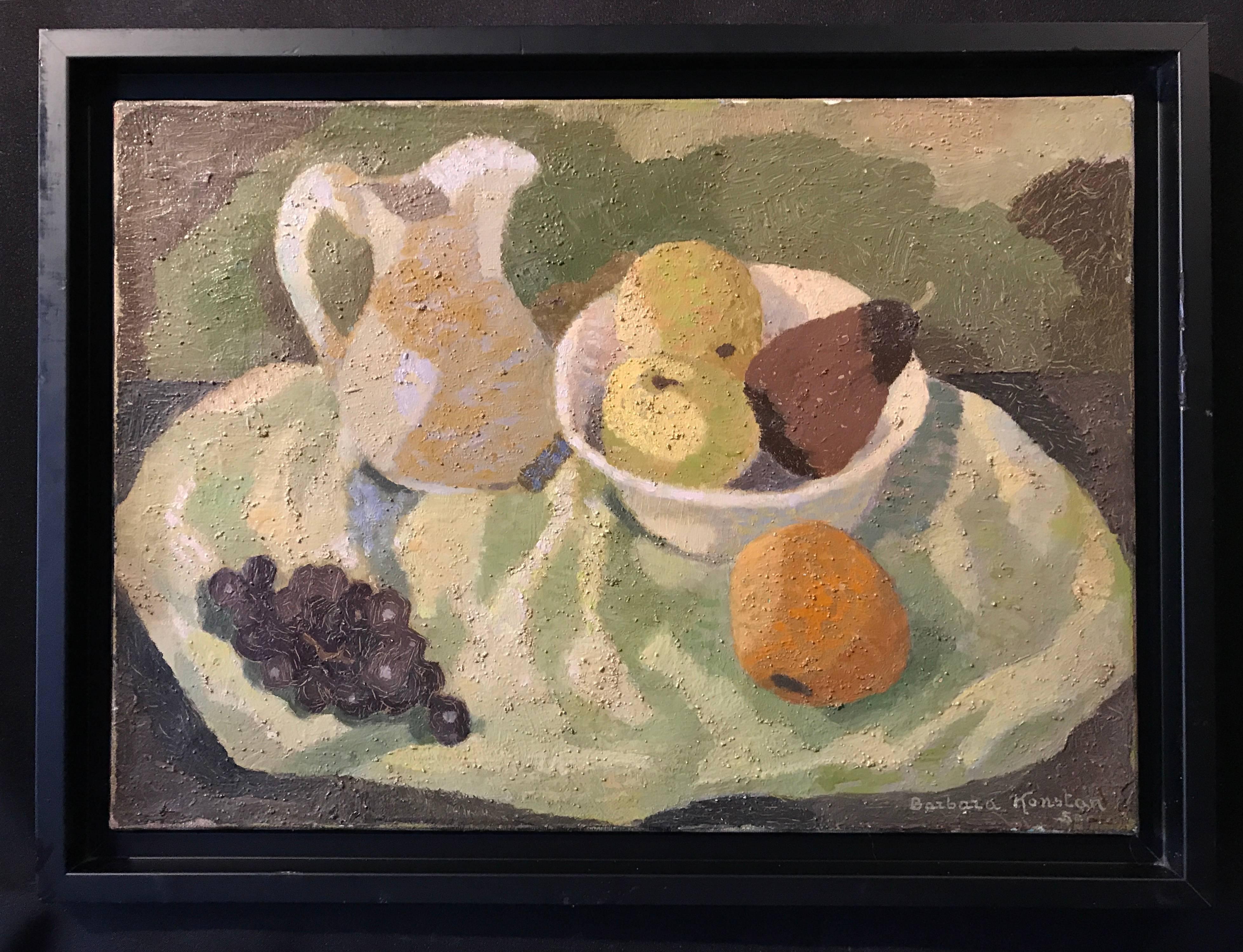 Nature Morte aux Fruits - Signed French oil Mid 20th century - Painting by Barbara Konstan