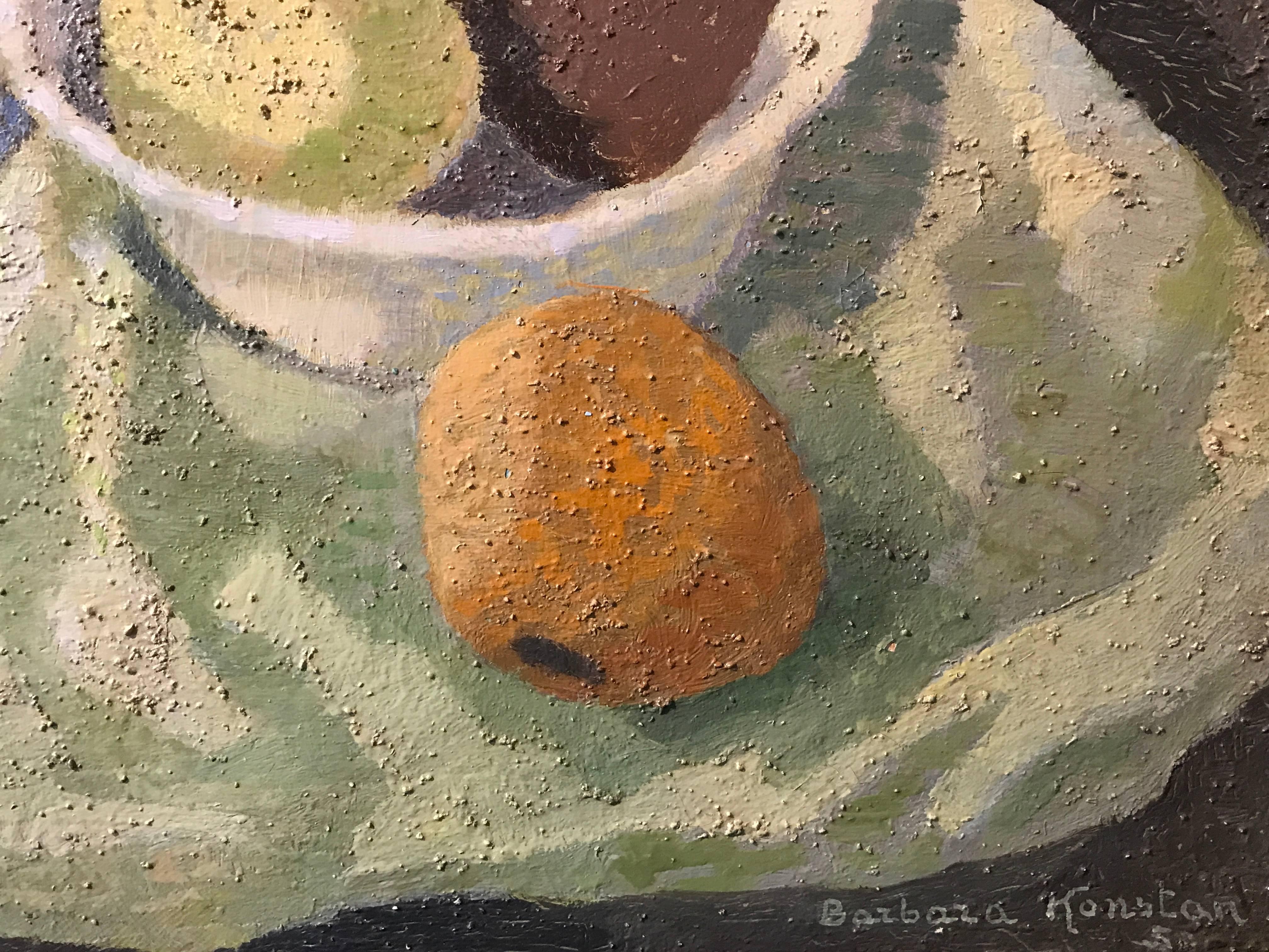 Nature Morte aux Fruits - Signed French oil Mid 20th century - Post-Impressionist Painting by Barbara Konstan