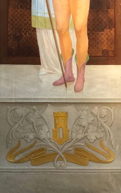 Very Large Original Oil Painting Renaissance Couple