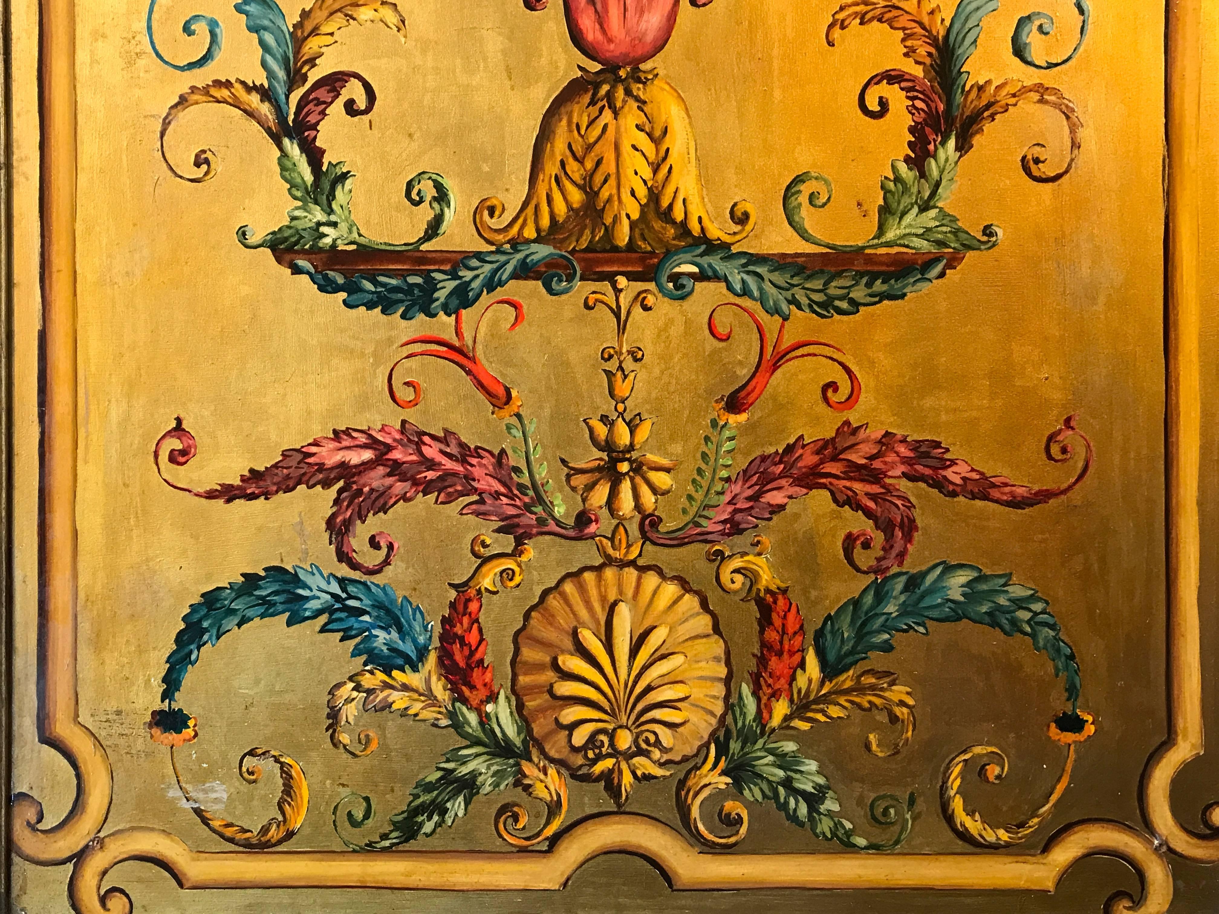Paris Theatre Painted Panel - Rococo Painting by Unknown