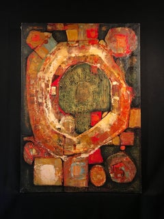 Grande peinture à l'huile abstraite française de belles couleurs