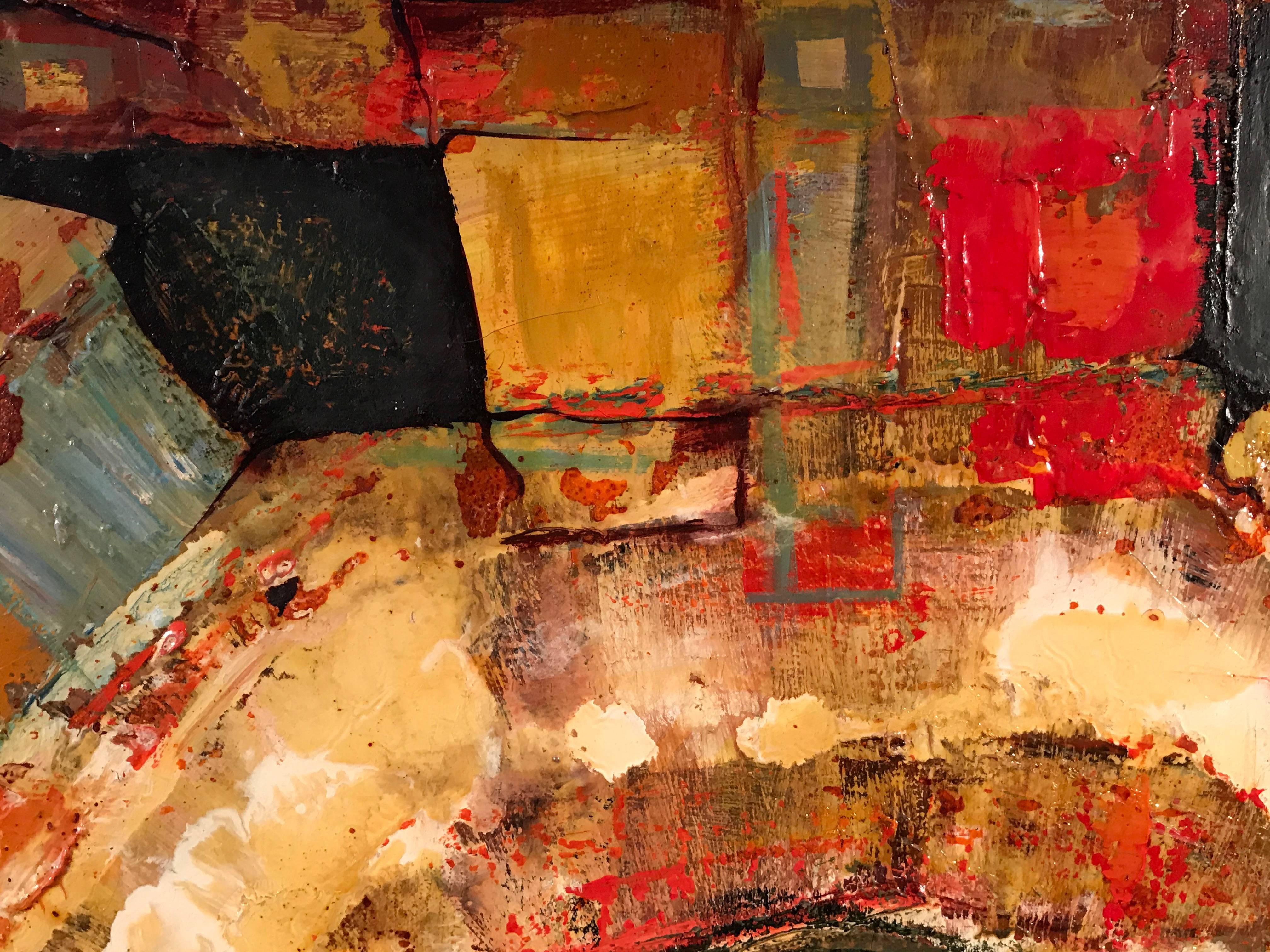 Grande pittura ad olio astratta francese dai colori bellissimi in vendita 3