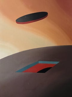 1970's French Surrealist Oil Painting