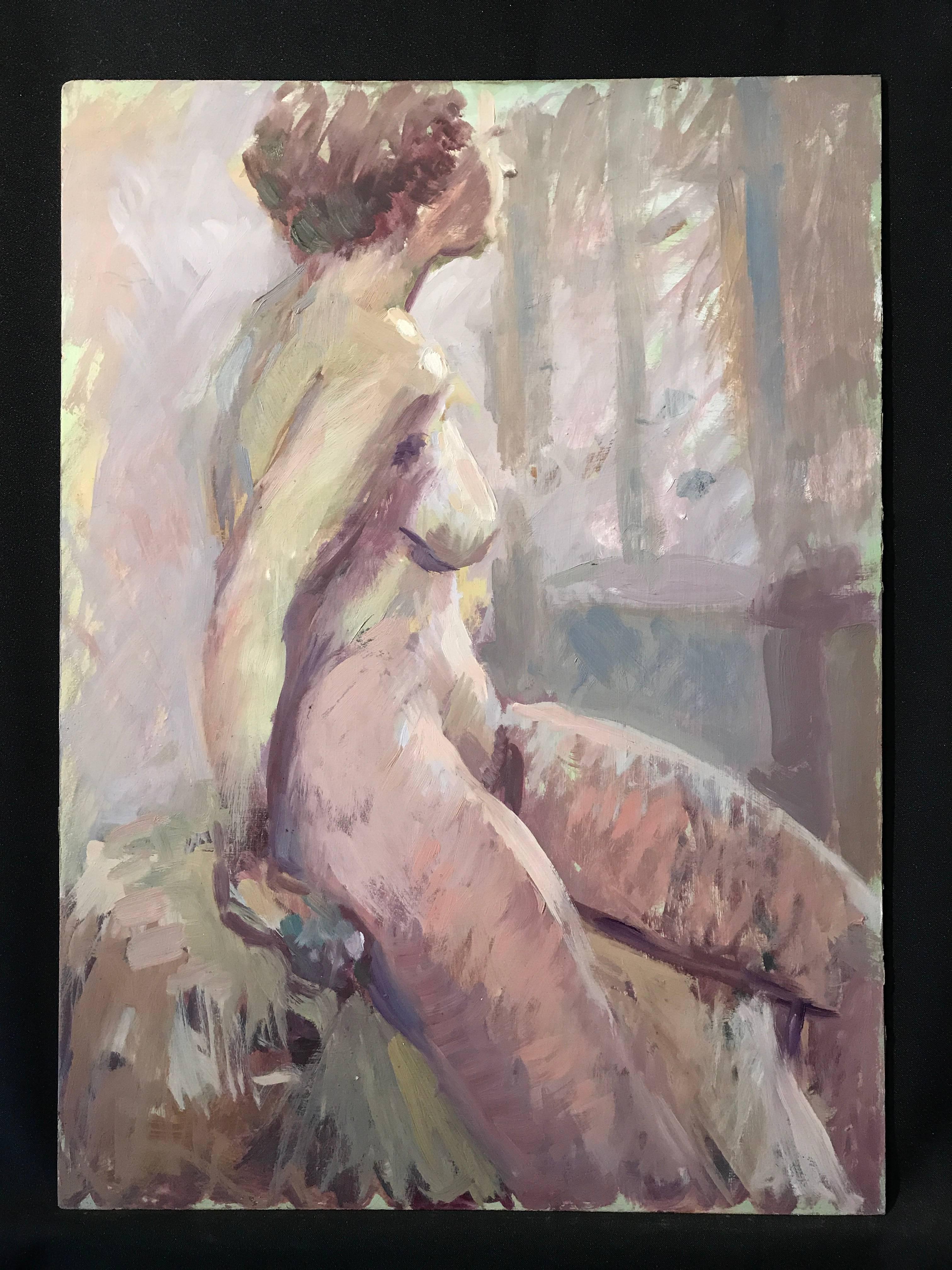 Modern British Abstract Nude Lady - Painting by Unknown