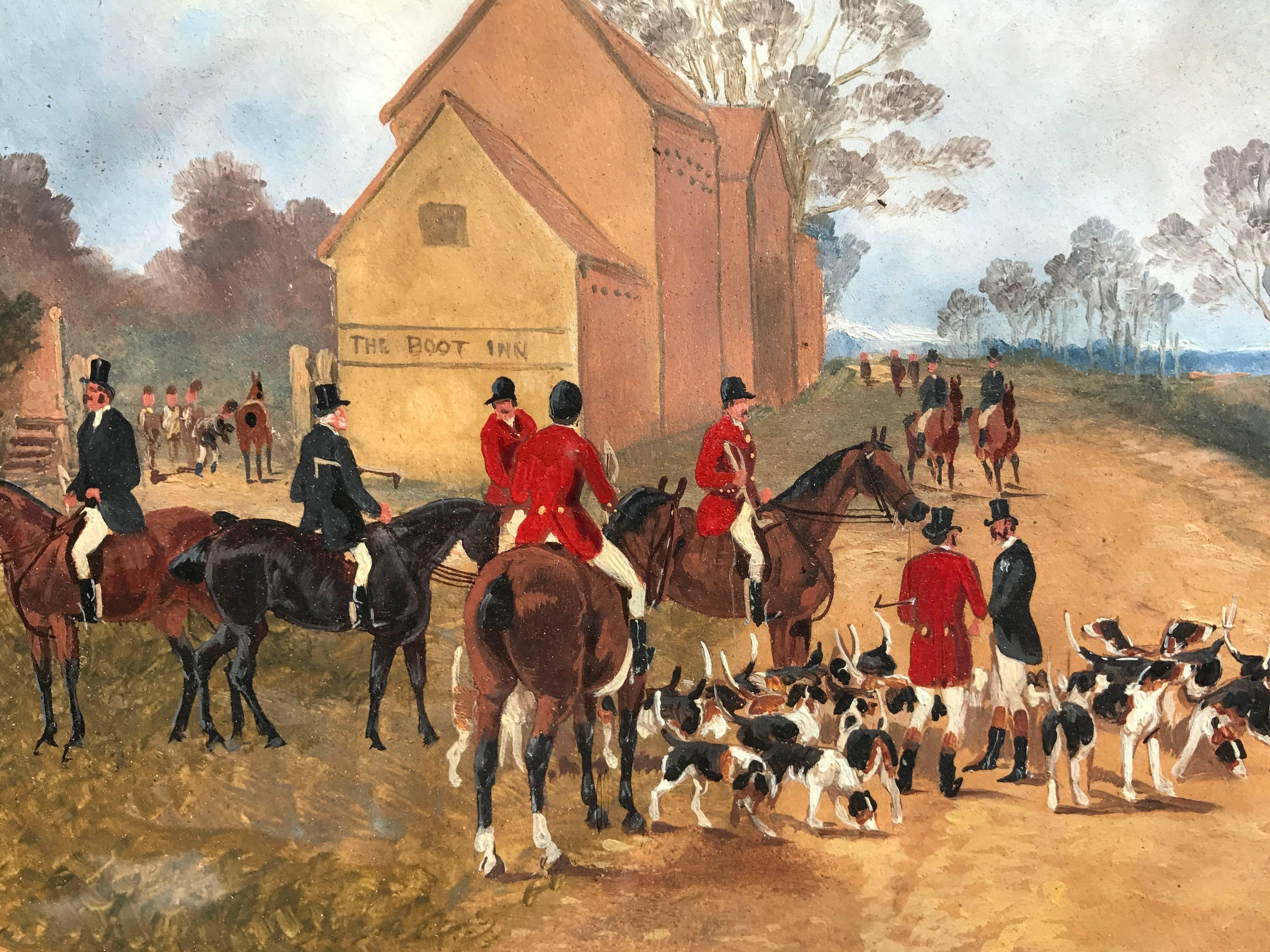 Set of 4 Victorian Hunting Scene Oil Paintings 2