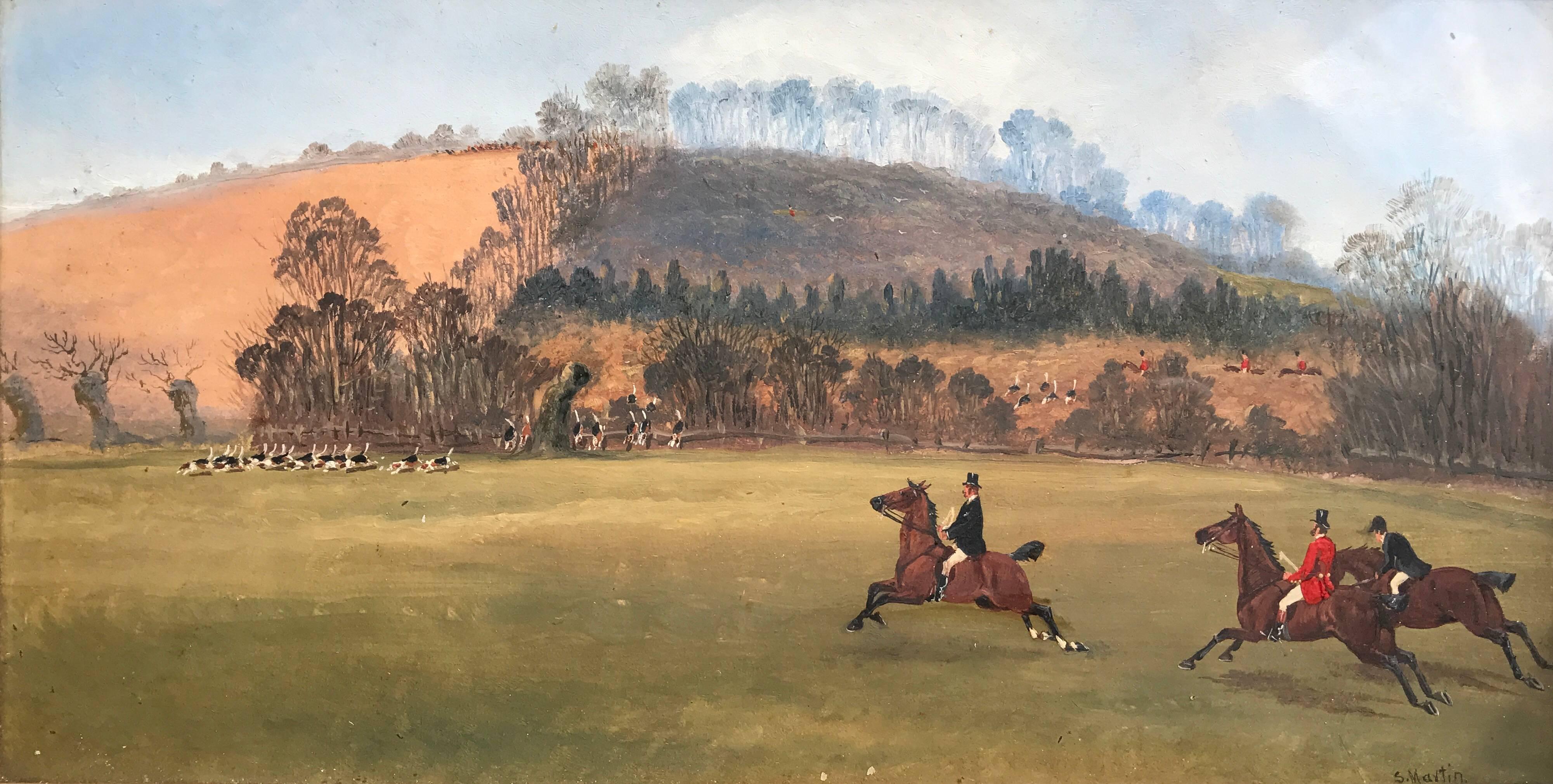 Set of 4 Victorian Hunting Scene Oil Paintings 3