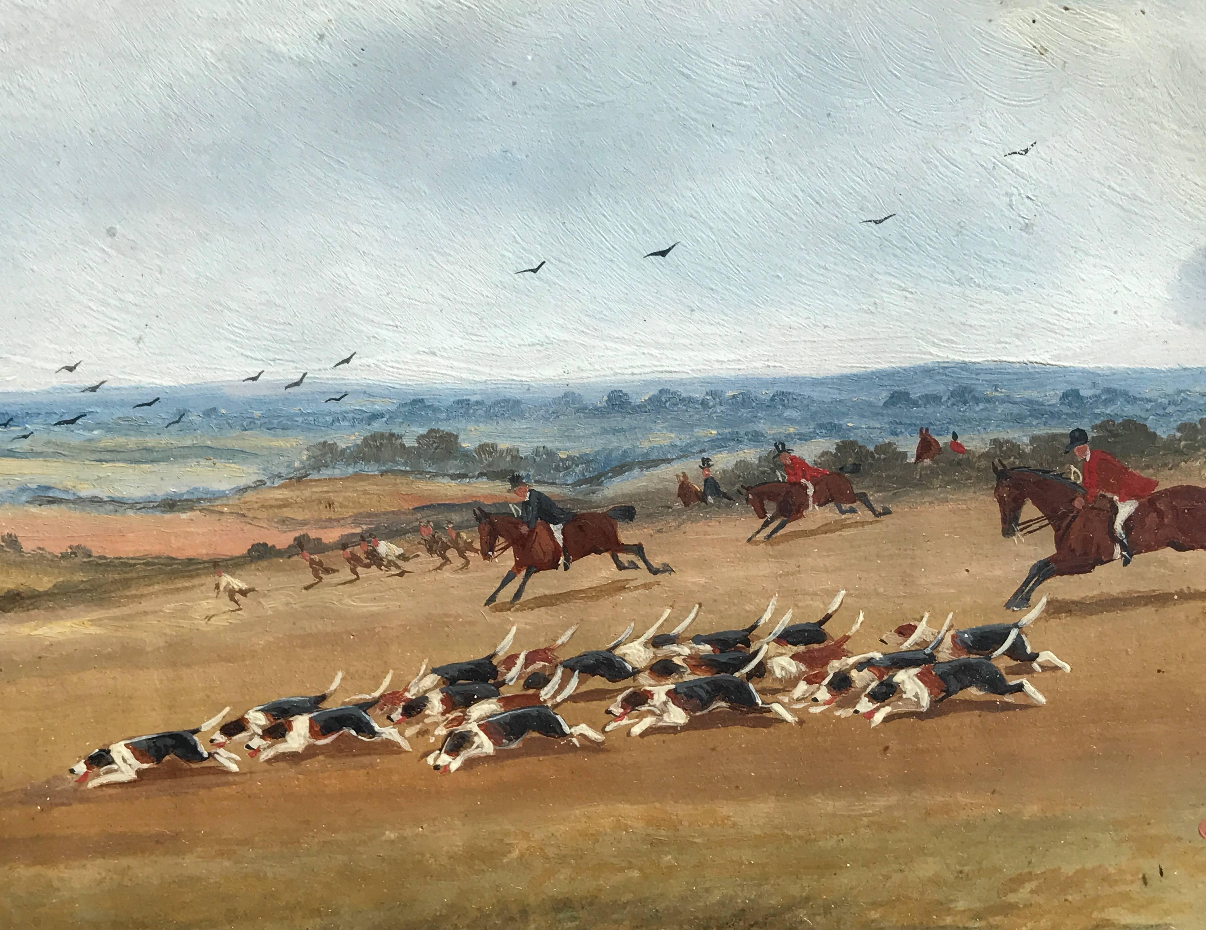 Set of 4 Victorian Hunting Scene Oil Paintings 5